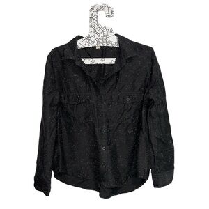 Anthropologie Cloth & Stone Speckled Long Sleeve Charcoal Gray Blouse